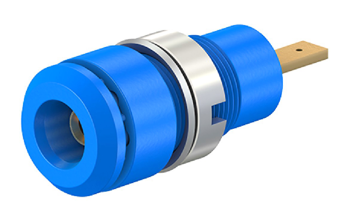 Staubli Blue Female Banana Socket, 2mm Connector, Tab Termination, 10A, 600V, Gold Plating