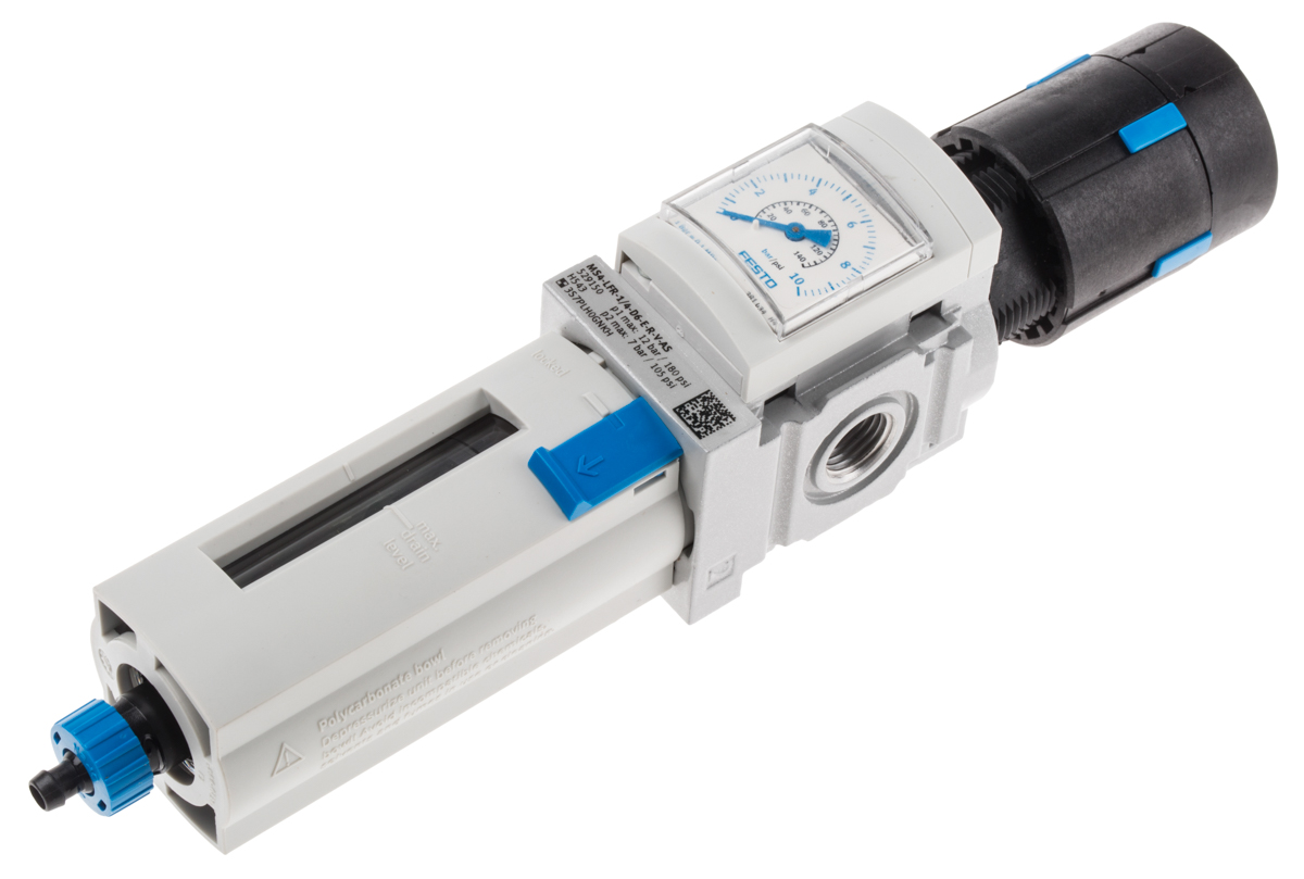 Festo MS4-LFR Polycarbonate Filter Regulator, 40μm, G 1/4, Automatic, 12 bar, 529150