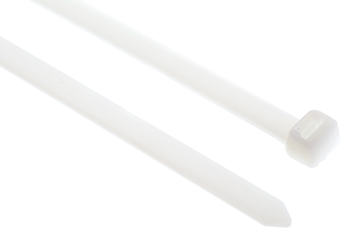 Thomas & Betts Cable Ties, 220mm x 7.6 mm, White Nylon, Pk-100
