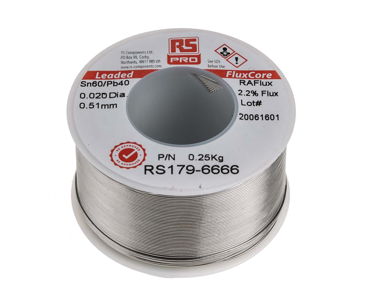 RS PRO Wire, 0.5mm Lead solder, 183°C Melting Point