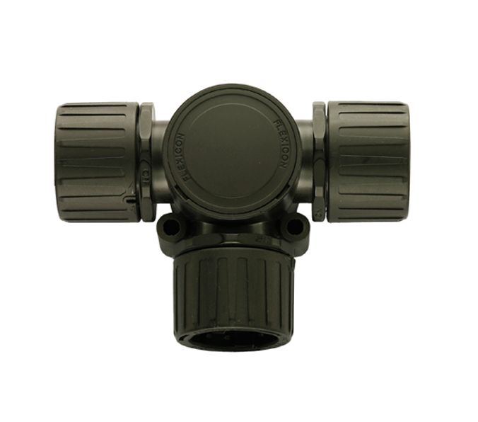 Flexicon T Piece, Conduit Fitting, 16mm Nominal Size, 12mm, Nylon, Black