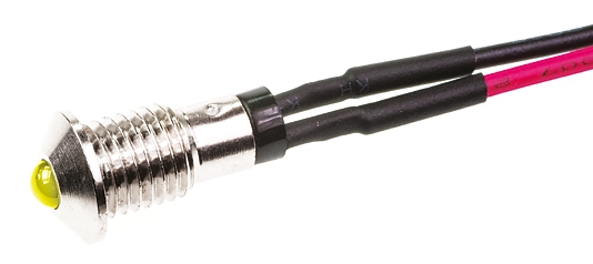 Marl Yellow Panel Mount Indicator, 2.8V, 6mm Mounting Hole Size, Lead Wires Termination