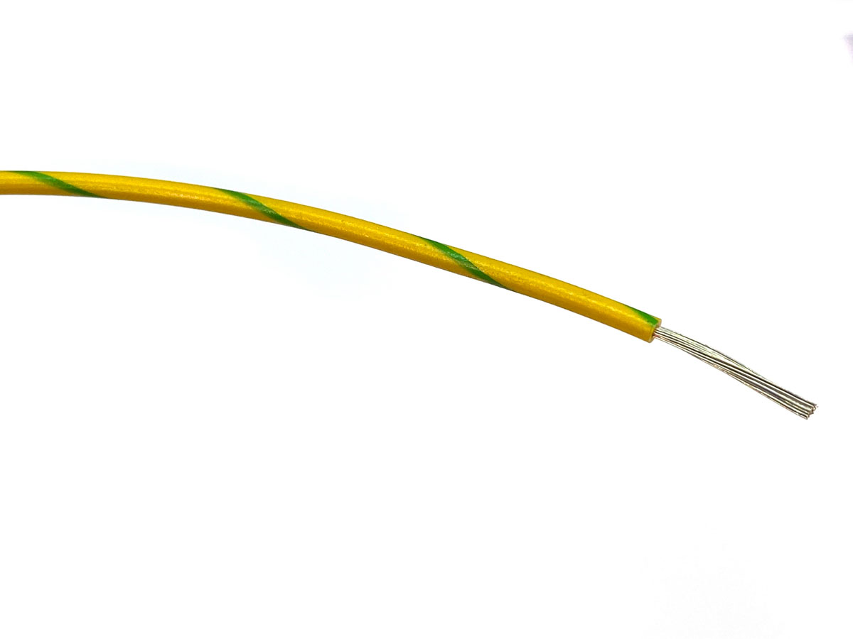 RS PRO Green/Yellow 1mm²mm² Hook Up Wire, 18 AWG, 32/0.2 mm, 100m, PVC Insulation