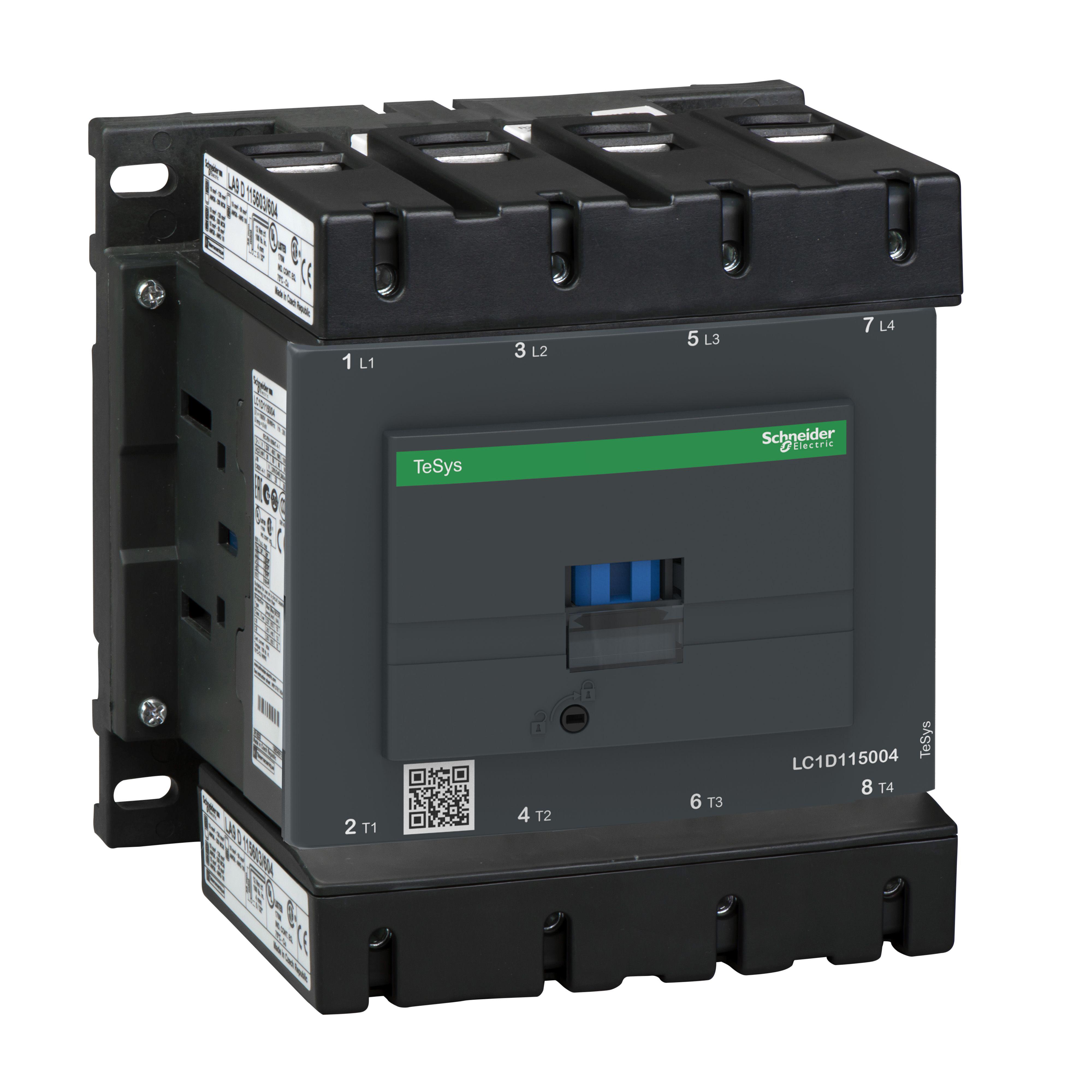 Schneider Electric TeSys D Contactor, 220 V ac Coil, 4-Pole, 200 A, 4NO