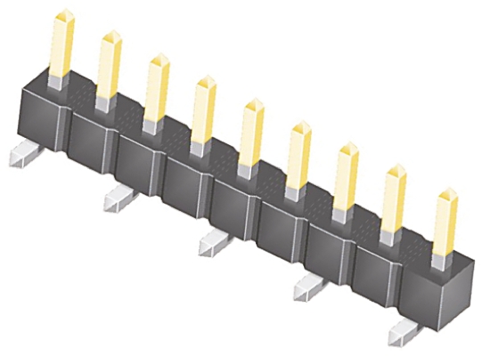 Samtec TSM Series Straight Surface Pin Header, 9 Contact(s), 2.54 mm Pitch, 1 Row, Unshrouded