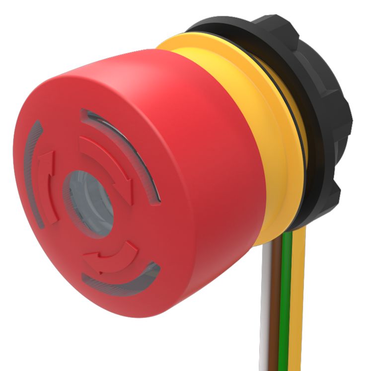 EAO Twist Release Illuminated Emergency Stop Push Button, Panel Mount, 22.3mm Cutout, SPST, IP65, IP66, IP67