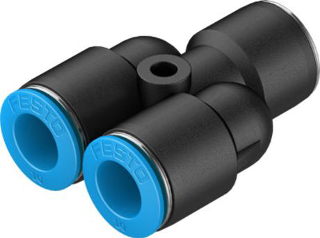 Festo QSY Series Y Tube-to-Tube Adaptor, Push In 10 mm to Push In 10 mm, Tube-to-Tube Connection Style, 130810