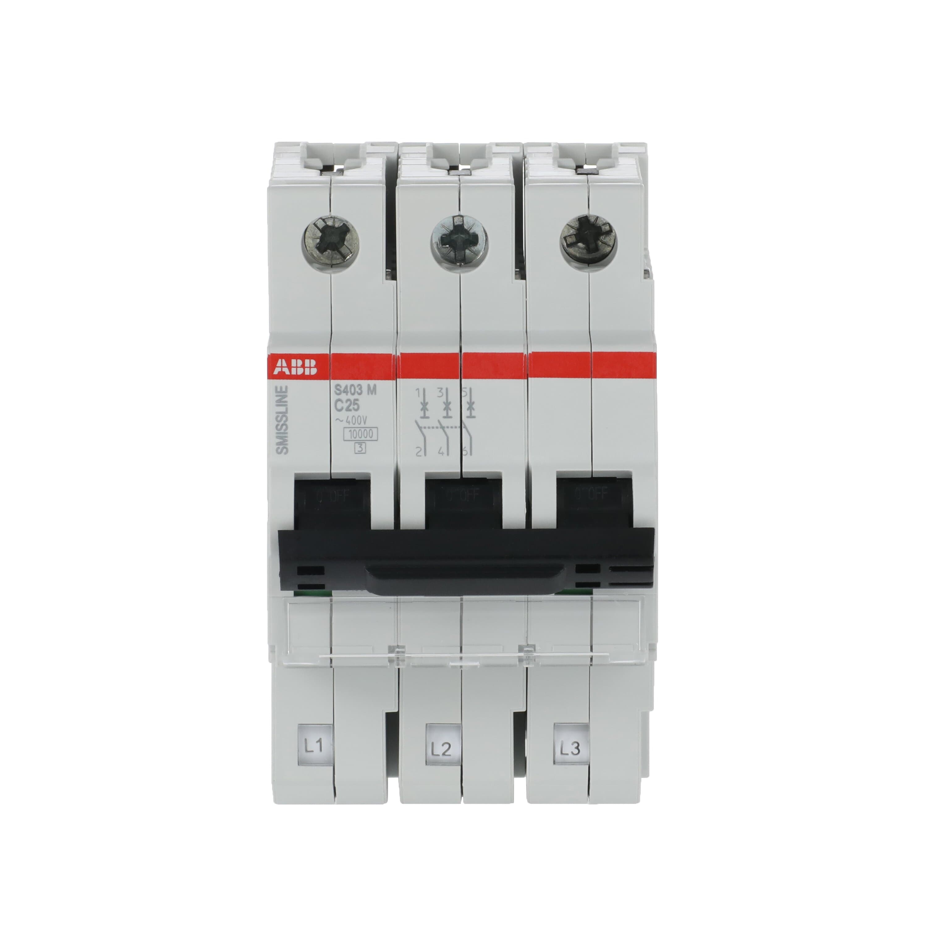 ABB SMISSLINE TP S400M MCB, 3P, 25A Curve C, 230V AC, 10 kA Breaking Capacity