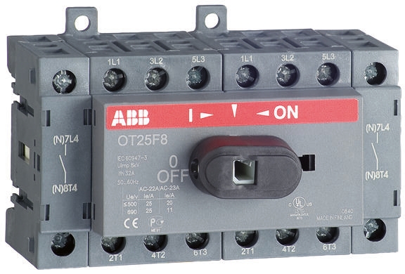 ABB 8P Pole Isolator Switch - 16A Maximum Current, 7.5kW Power Rating, IP20