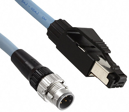 OmronXS5W, 3m Cat5e, Black M12 to Male RJ45 Male Shielded, Terminated PUR Sheath
