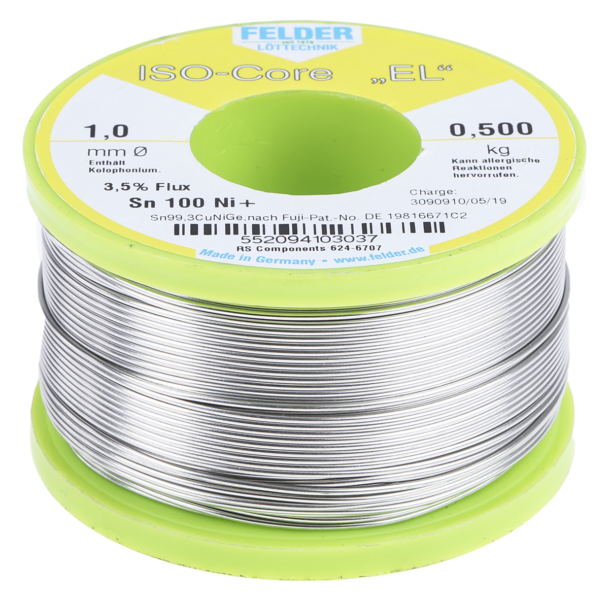 Felder Lottechnik Wire, 1mm Lead Free Solder, 227°C Melting Point