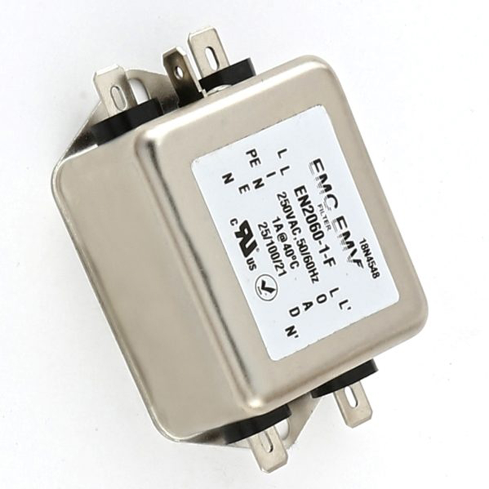 United Automation, 60 16A 250 V 50-60Hz, Chassis Mount EMI Filter, Fast-On, Single Phase