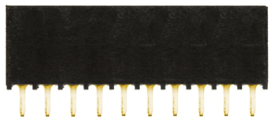 Samtec SSQ Series Straight Through Hole Mount PCB Socket, 10-Contact, 1-Row, 2.54mm Pitch, Solder Termination