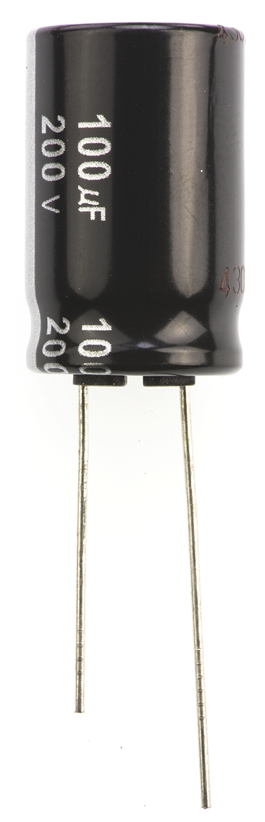 Panasonic 100μF Aluminium Electrolytic Capacitor 200V dc, Radial, Through Hole - ECA2DHG101