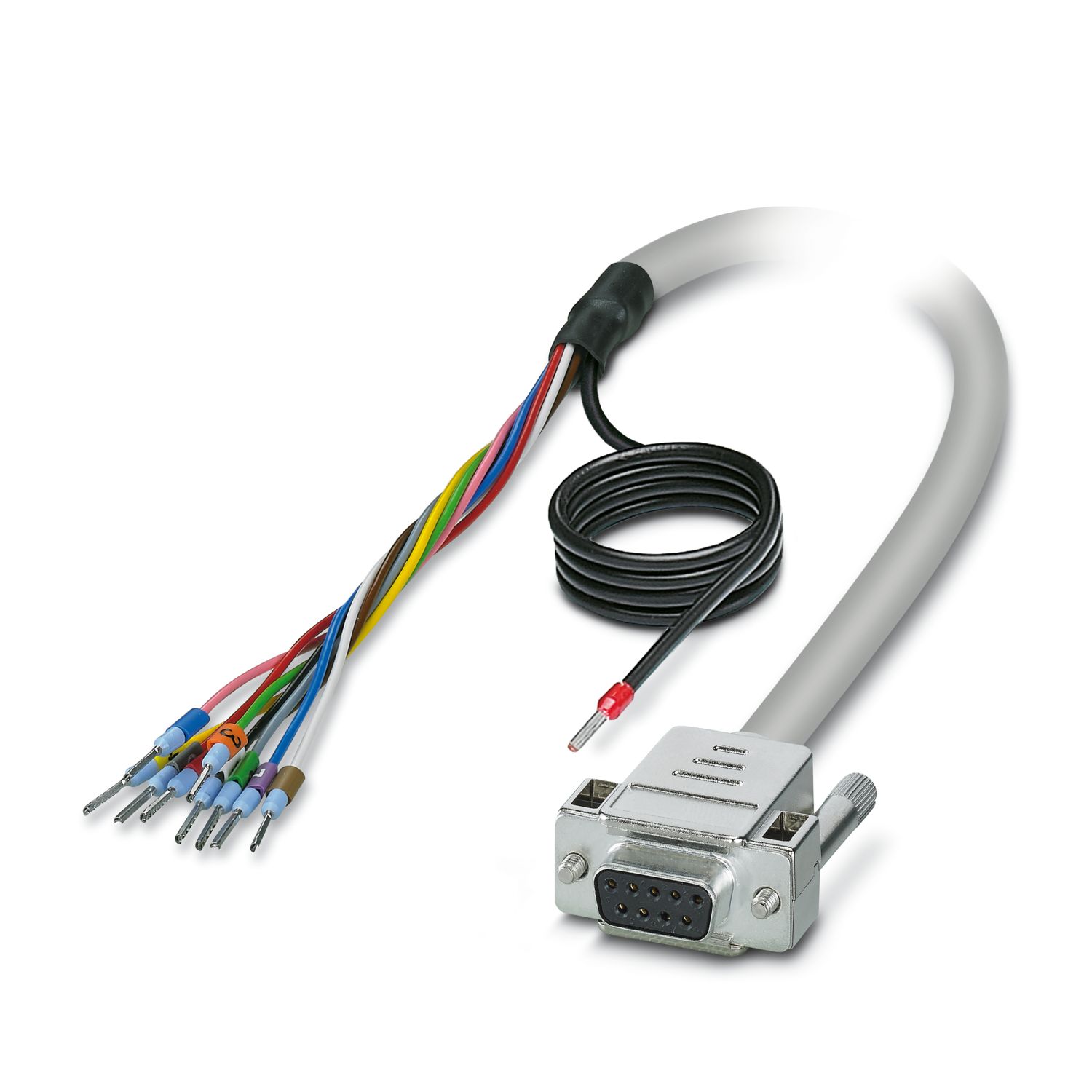 Phoenix Contact Female 9 Pin D-sub Unterminated Cable, 0.5m PVC, 5M, 25/S/0, CABLE-D- 9SUB/F/OE/0 Series