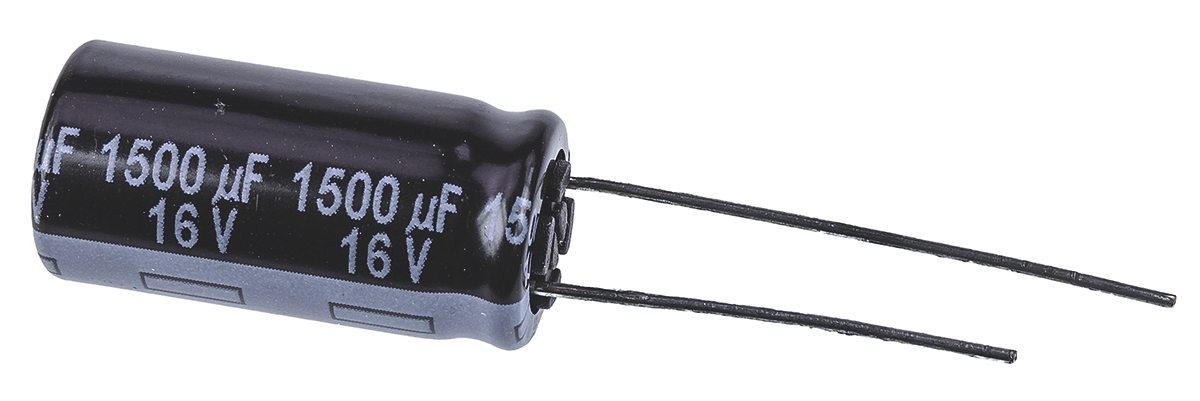Panasonic 1500μF Aluminium Electrolytic Capacitor 16V dc, Radial, Through Hole - EEUFR1C152