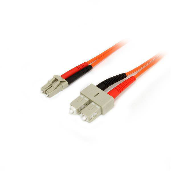 StarTech.com LC to SC Duplex Multi Mode OM2 Fibre Optic Cable, 50/125μm, Orange, 2m