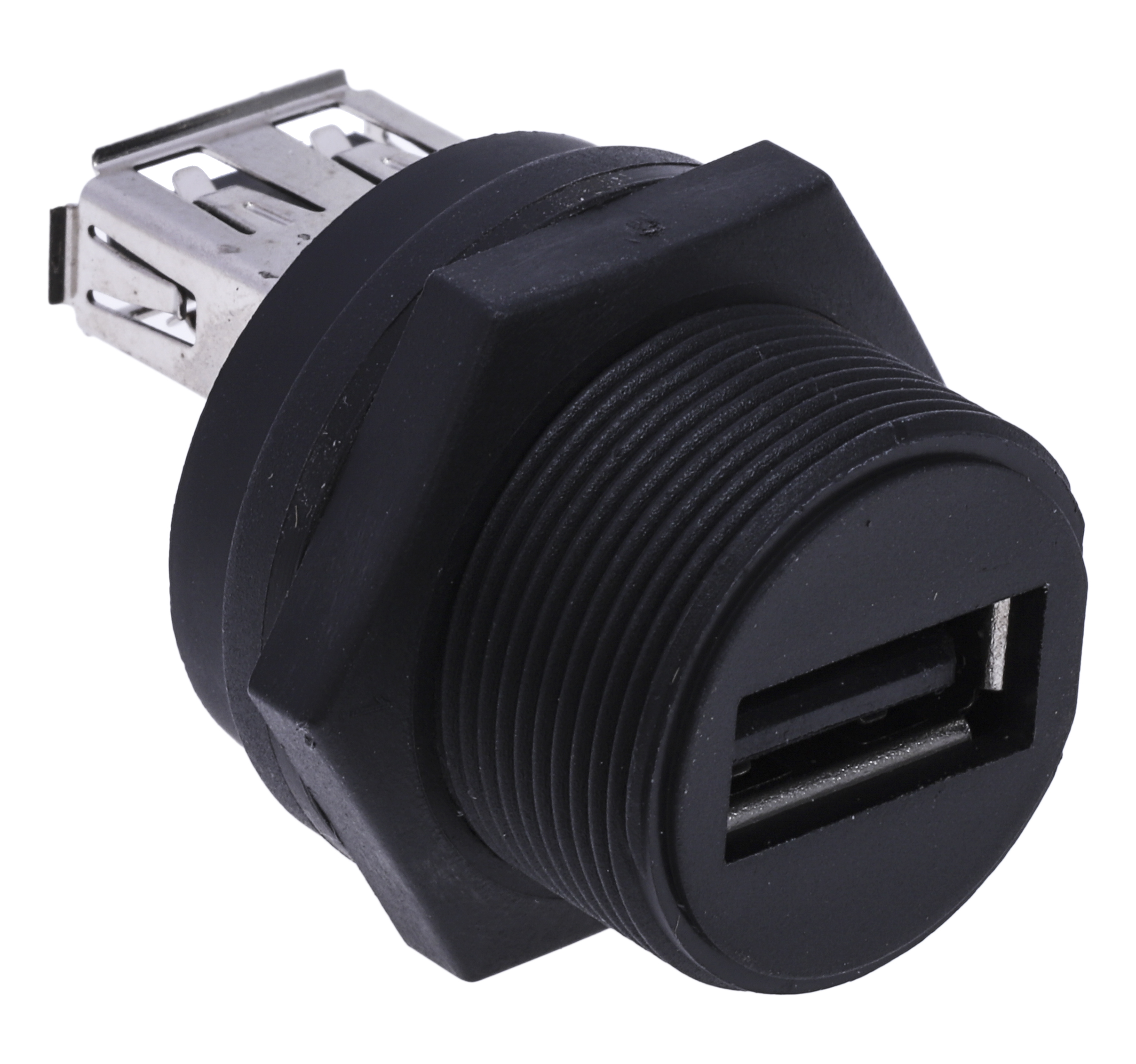 RS PRO Straight, Panel Mount, Socket- Dual Port Type A 2.0 IP67 USB Connector
