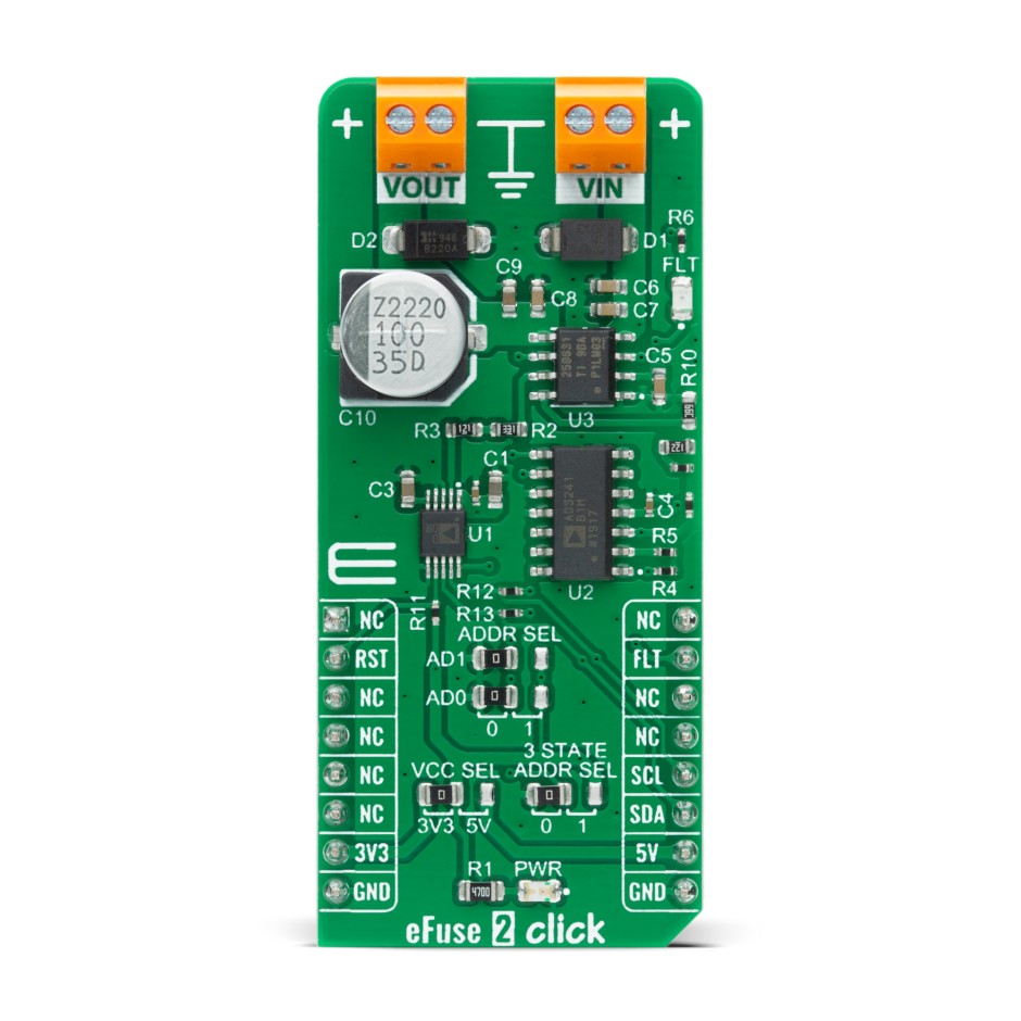 MikroElektronika EFuse 2 Click Power Management for TPS259631 for System equipped with the mikroBUSTM socket