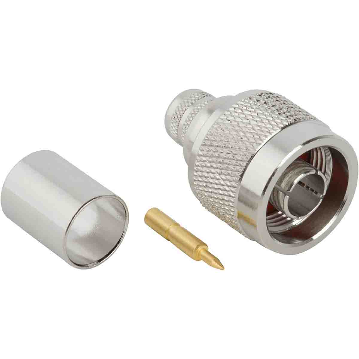 Amphenol RF N-Type Series, Plug Cable Mount N Connector, 50Ω, Crimp Termination, Straight Body