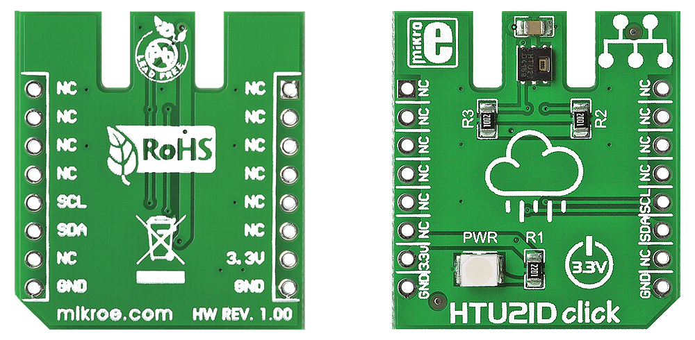 MikroElektronika HTU21D Temperature Sensor MikroBus Click Board