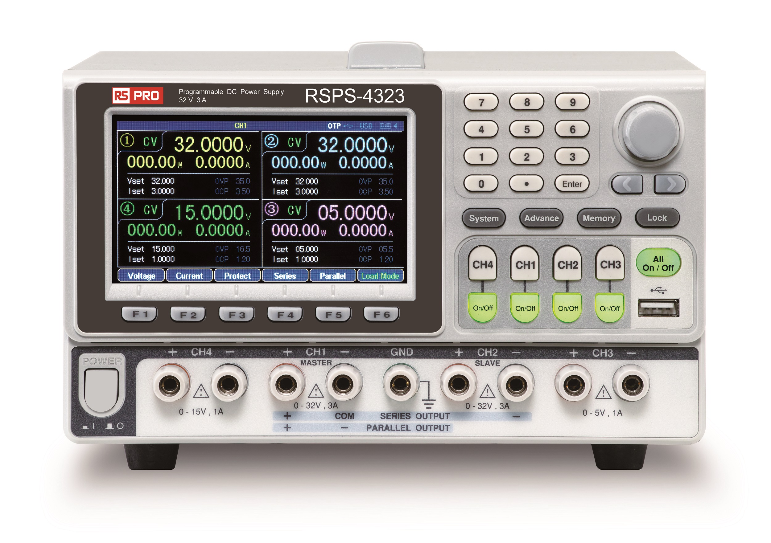 RS PRO Digital Bench Power Supply, 0 → 64V, 0 → 6A, 4-Output - RS Calibrated