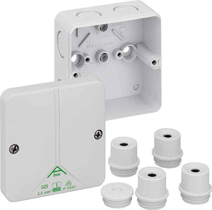 Spelsberg Abox m 025 Series Grey Polystyrene Junction Box, IP54, IP65, 0 Terminals, 82 x 82 x 52mm