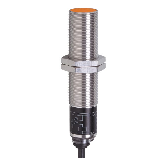 ifm electronic Inductive Threaded Barrel Proximity Sensor, M18, 5 mm Detection, 2-Wire NO, 75 → 250 V