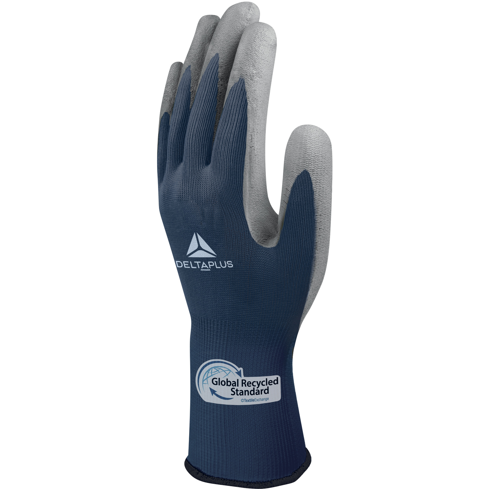 Delta Plus VE702GREEN Blue Polyester Glove, Size 9, Polyurethane Coating