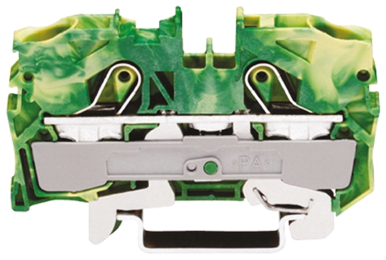 WAGO 2010-1207 TOPJOB S, 2010 Series Green/Yellow, 10mm², Single-Level, Push-In Cage Clamp Termination, ATEX, IECEx