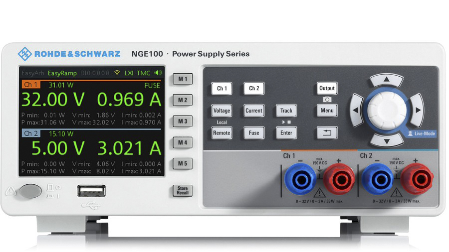Rohde & Schwarz NGE100B Series Digital Bench Power Supply, 0 → 32V, 0 → 3A, 3-Output, 100W - RS Calibrated