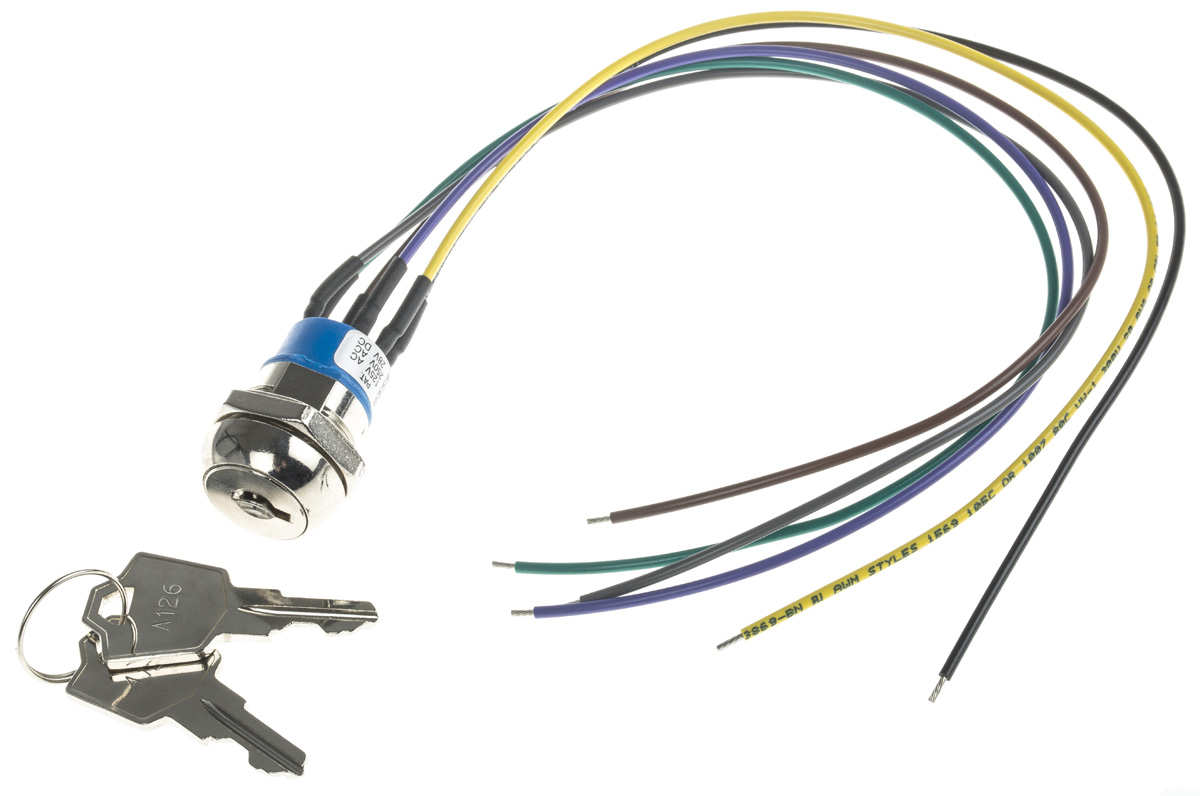 APEM Key Switch, DPST, 4 A @ 28 V dc 2-Way Flat-Key