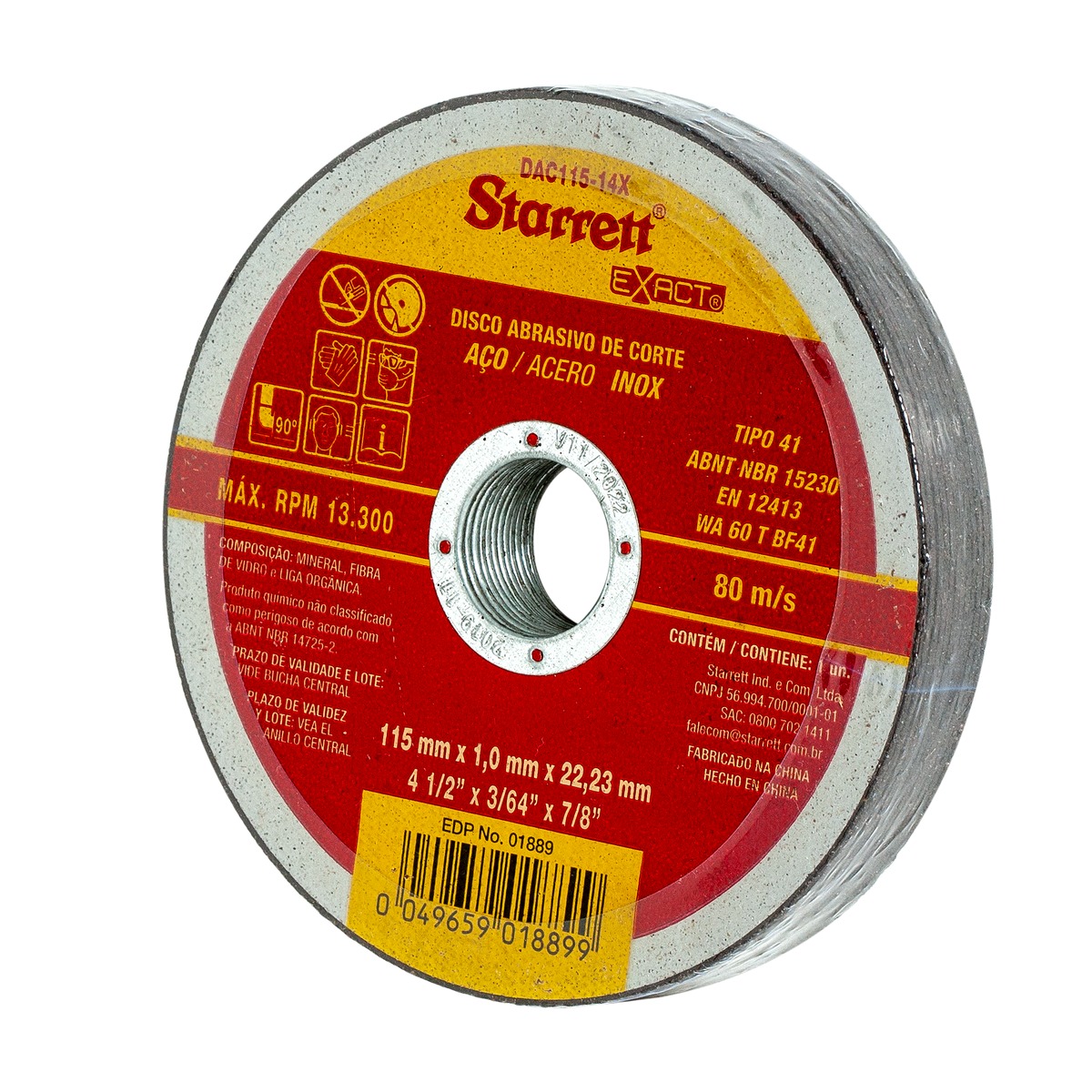 Starrett DAC Fibreglass Cutting Disc, 115mm