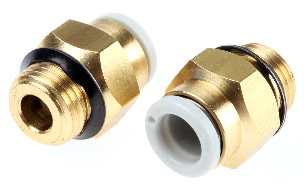 SMC KQ2 Series Straight Threaded Adaptor, Uni 1/8 Male to Push In 6 mm, Threaded-to-Tube Connection Style