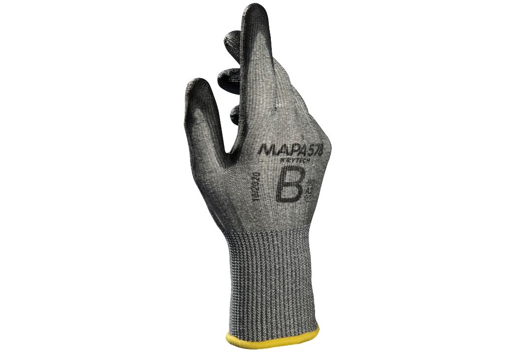 Mapa KRYTECH 578 Black, Grey High Density Polyethylene Polyurethane Work Gloves, Size 6, Polyurethane Coating