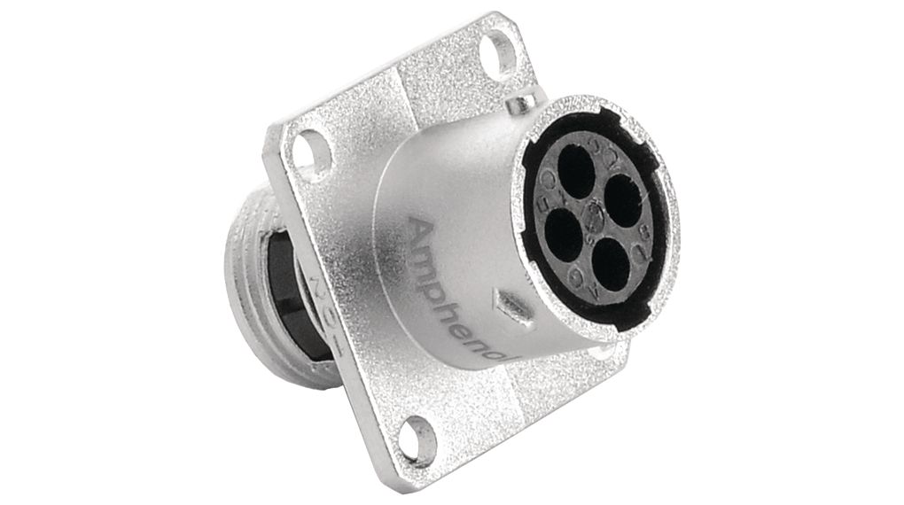 Amphenol Industrial Connector, 4 Contacts, Wall, Socket, Female, IP67, RT360 Series