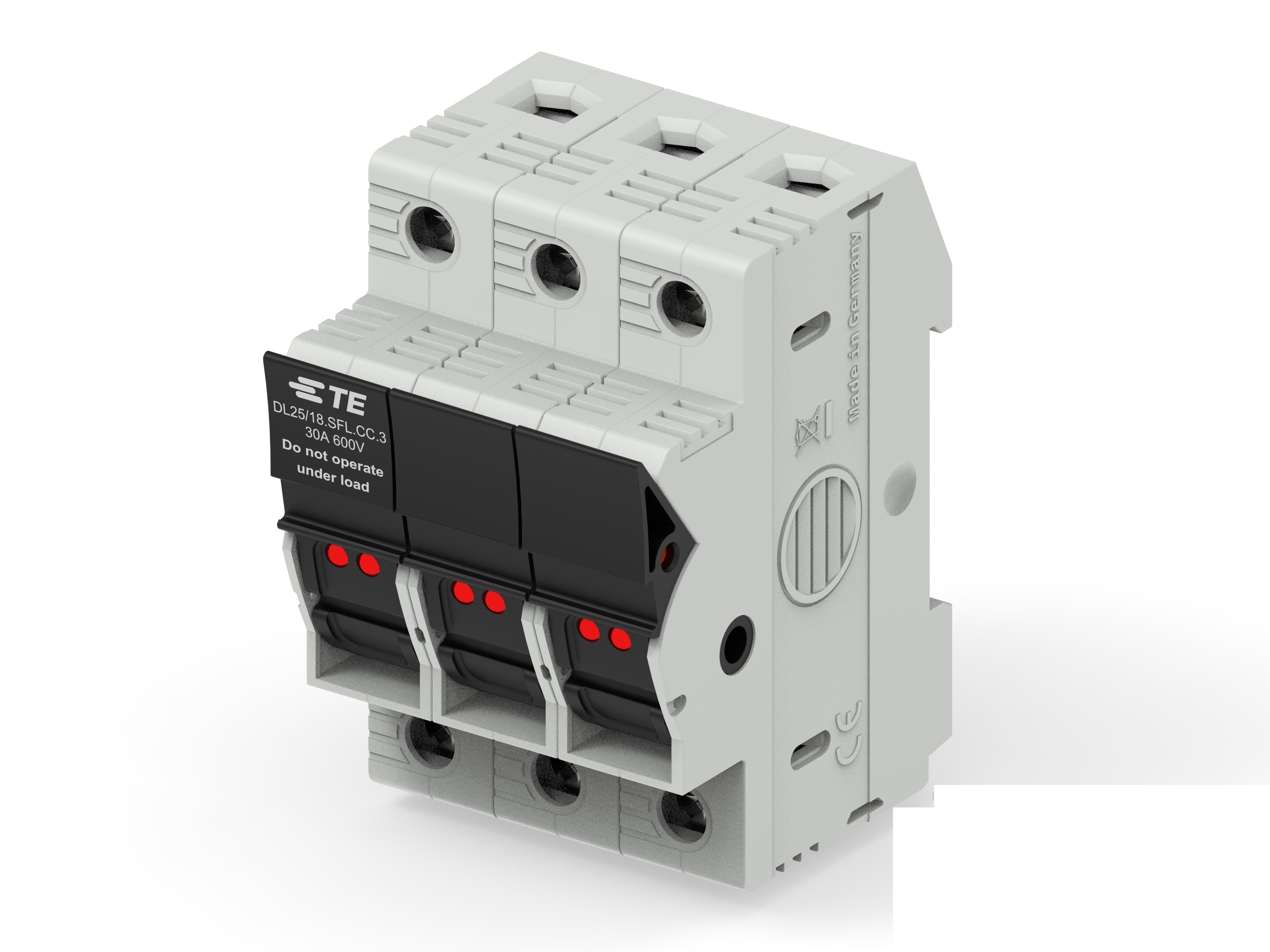 TE Connectivity 30A Fuse Holder for 10 x 38mm Fuse, 3P, 600V