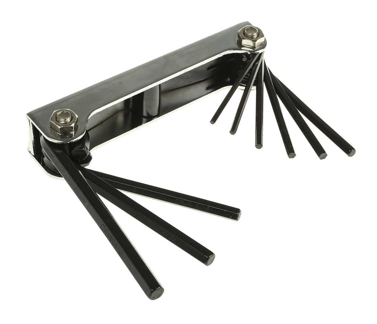 RS PRO 9 piece Folding Imperial Hex Key Set, 5/64 → 1/4in