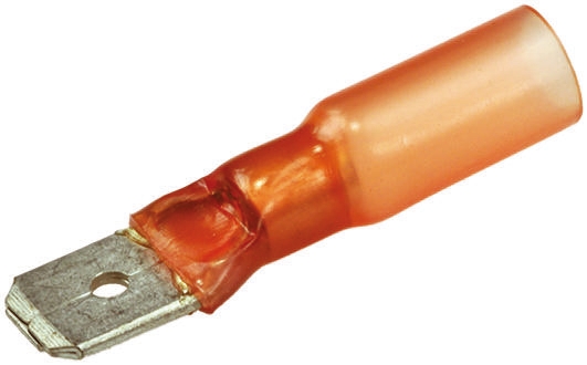 TE Connectivity DuraSeal Red Insulated Male Spade Connector, Tab, 6.35 x 0.8mm Tab Size, 0.5mm² to 1mm²