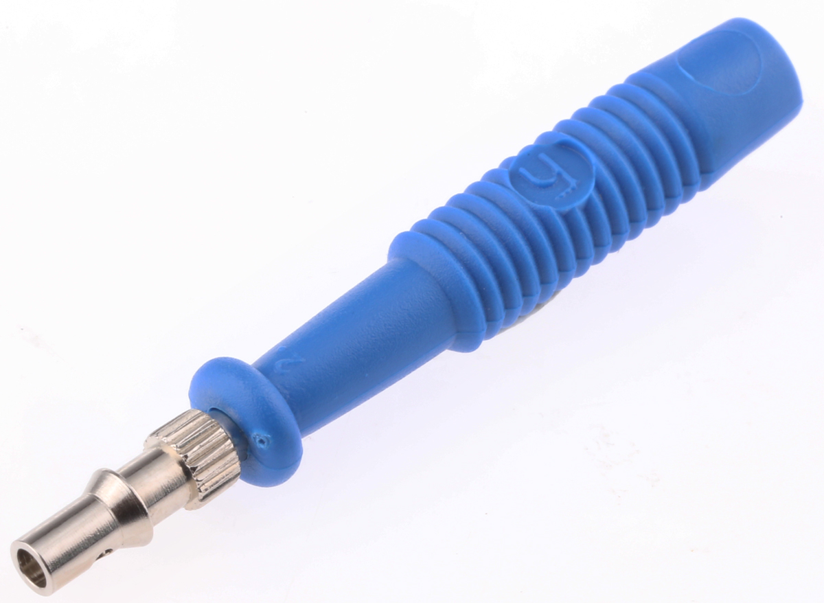 Hirschmann Test & Measurement Blue Male Banana Plug, 2mm Connector, Solder Termination, 6A, 60V dc, Nickel Plating