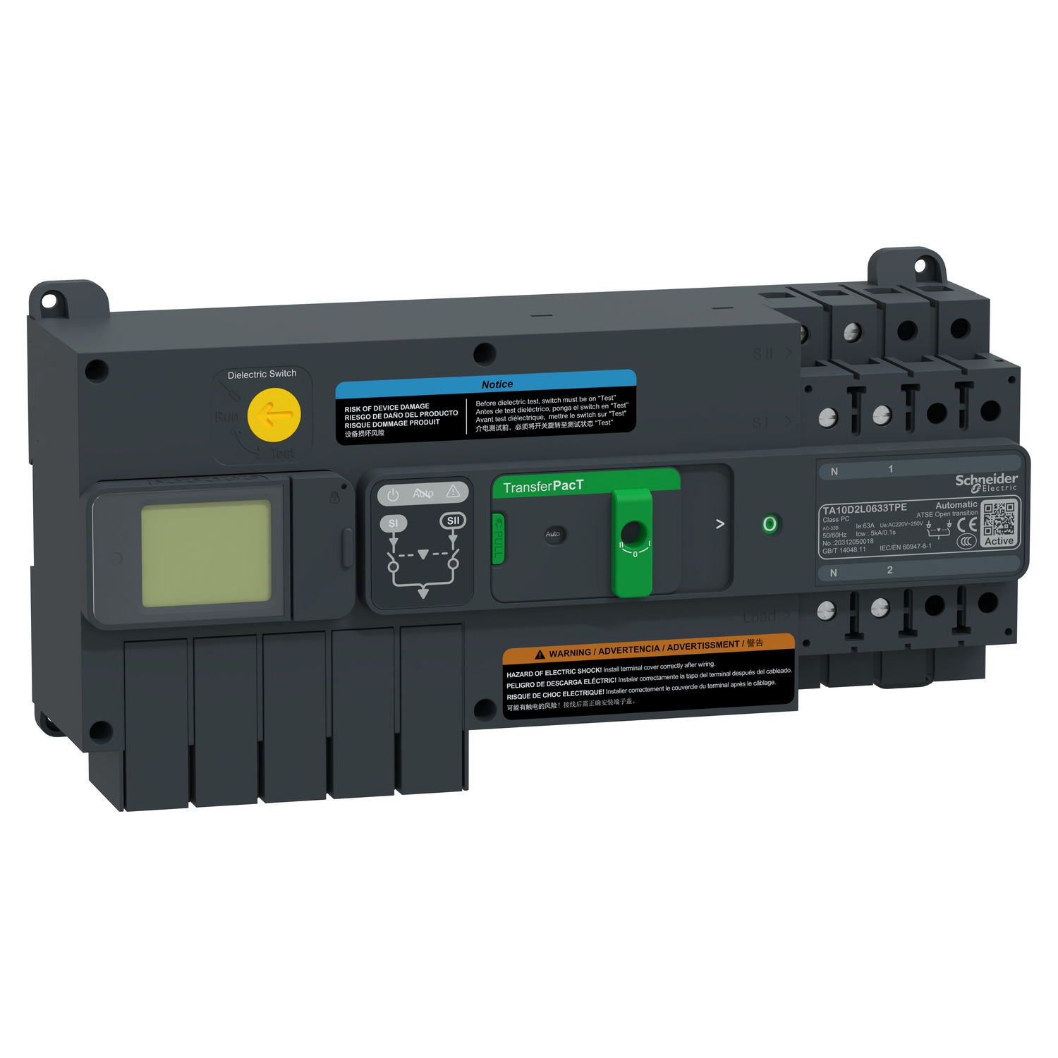 Schneider Electric TransferPacT Electronic Circuit Breaker 63A TAA100, Fixed