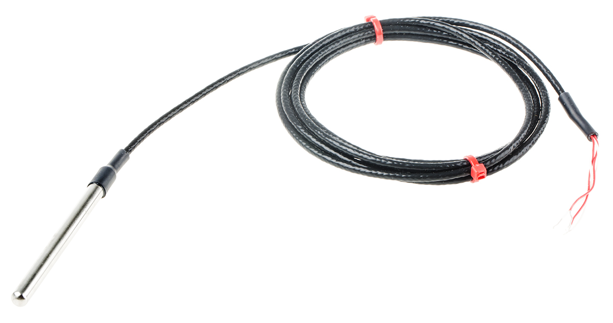 RS PRO PT100 RTD Sensor, 6mm Dia, 75mm Long, 4 Wire, Probe, Class B +250°C Max