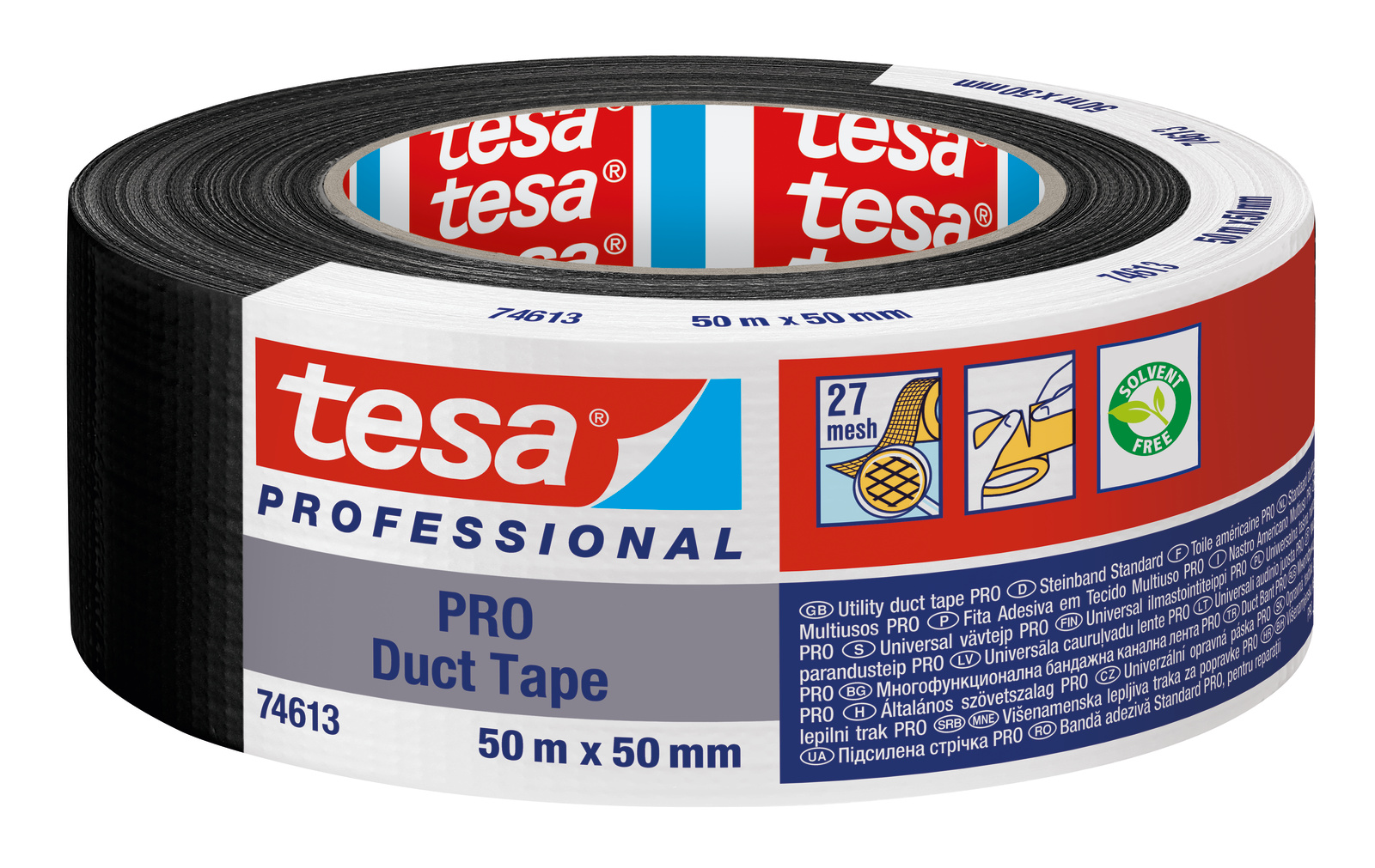 Tesa Tesa PRO 74613 Duct Tape 74613-00002-15 Duct Tape, 50m x 50mm, Black