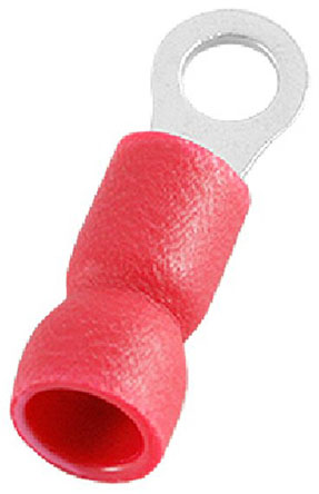 RS PRO Insulated Ring Terminal, M3.2 Stud Size, 0.5mm² to 1.5mm² Wire Size, Red