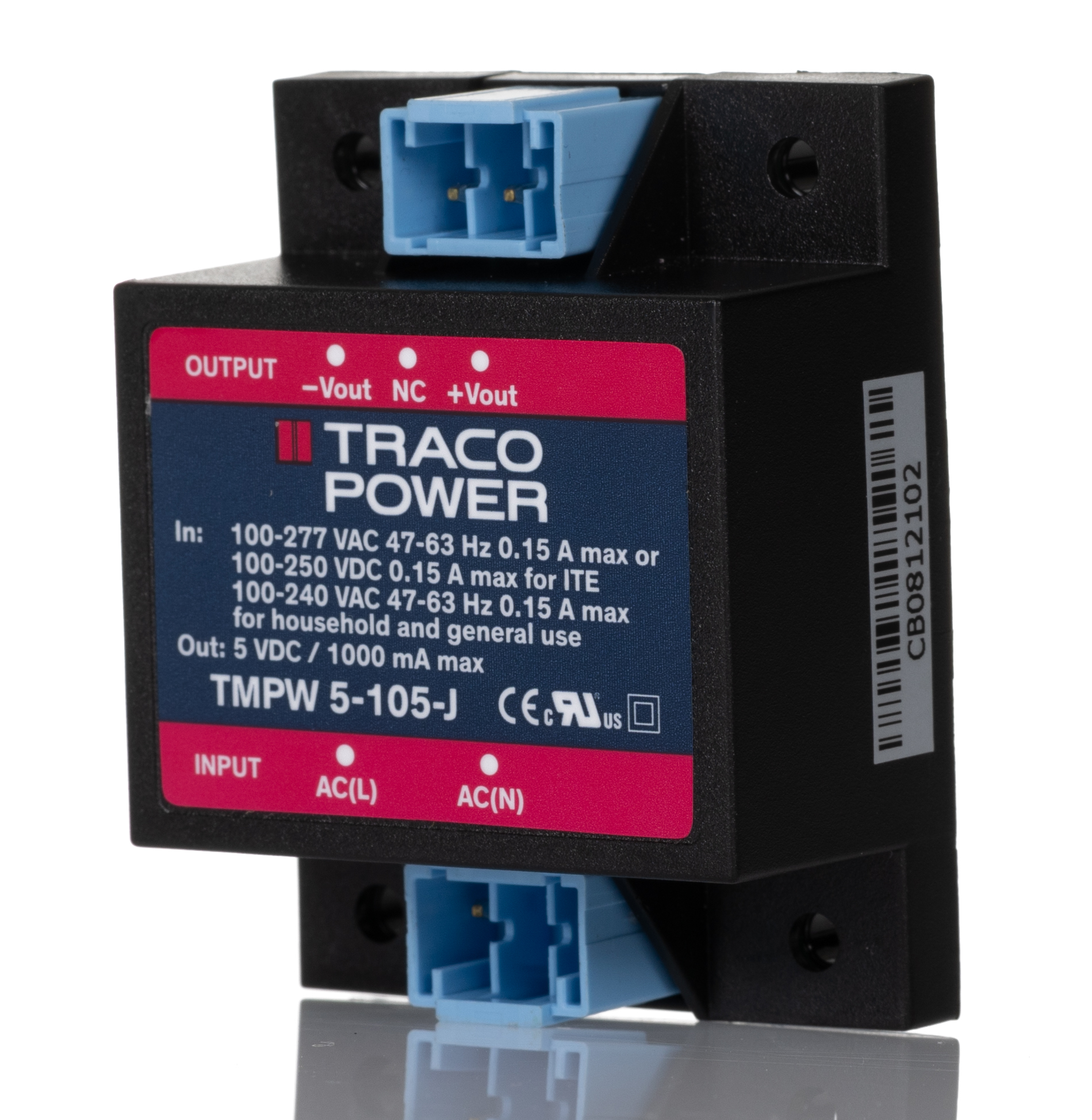 TRACOPOWER Switching Power Supply, TMPW 5-105-J, 5V dc, 1mA, 5W, Dual Output, 90 → 305V ac Input Voltage