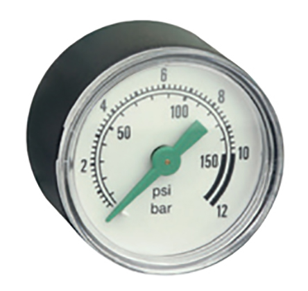 EMERSON ? ASCO Analogue Pressure Gauge 12bar Back Entry 50mm Outside Diameter, UKAS