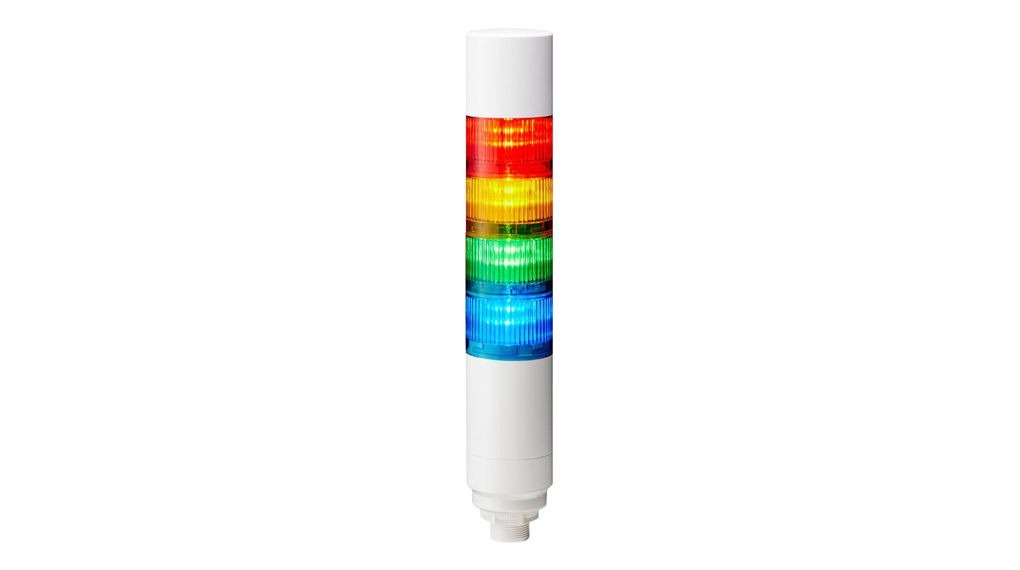 Patlite LR Series Multicolour Buzzer Signal Tower, 4 Lights, 24 V dc, Nut Mounted