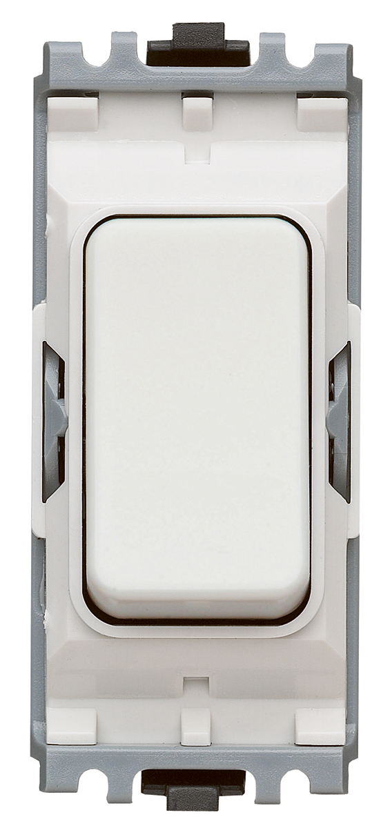 MK Electric 1 Way White Rocker Switch Grid Module 20A, Grid Plus Series