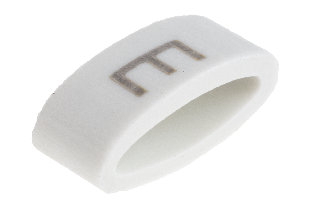 HellermannTyton HODS85 Slide On Cable Markers, Black on White, Pre-printed "E", 1.8 → 6.3mm Cable, 531-07865