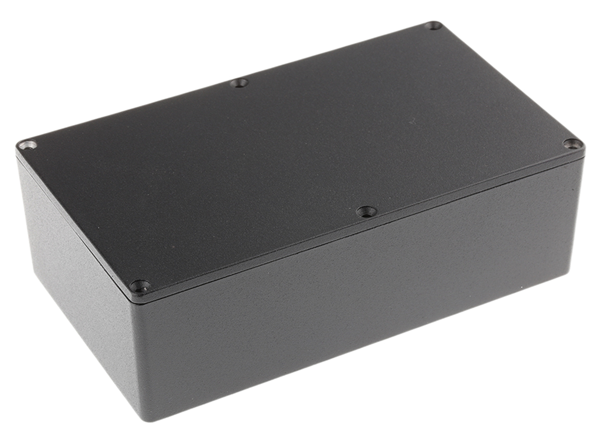 Hammond 1590 Series Black Die Cast Aluminium Enclosure, IP54, Black Lid, 192 x 112 x 61mm